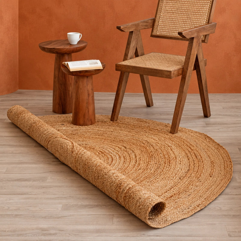 Solid Braided Jute Area Rug - Round-7