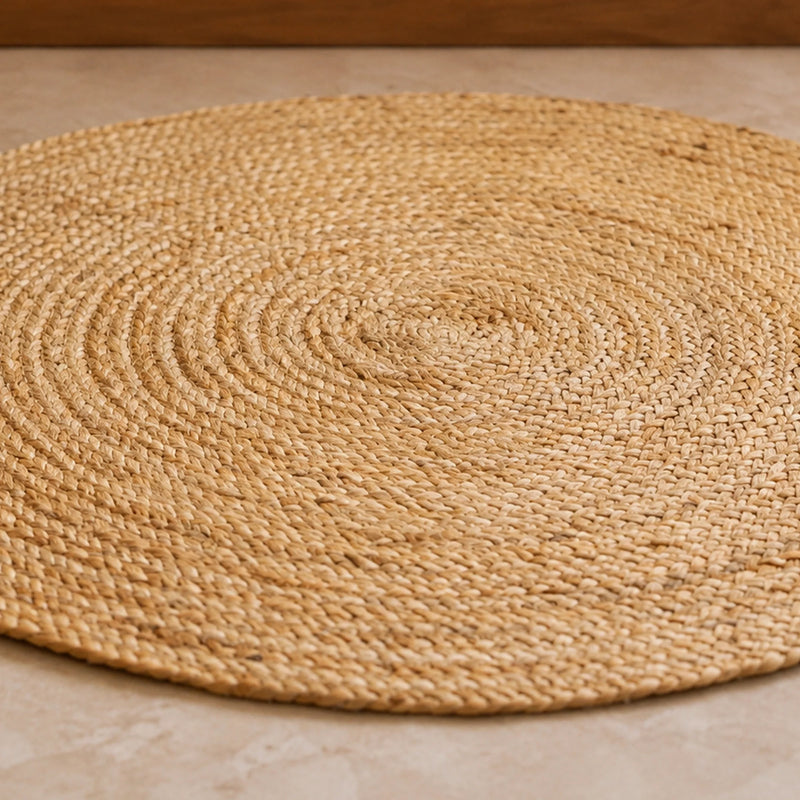 Solid Braided Jute Area Rug - Round-2