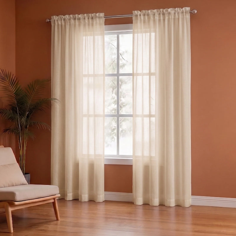 Fort Absolute - Rod Pocket Beige Sheer Curtain-5