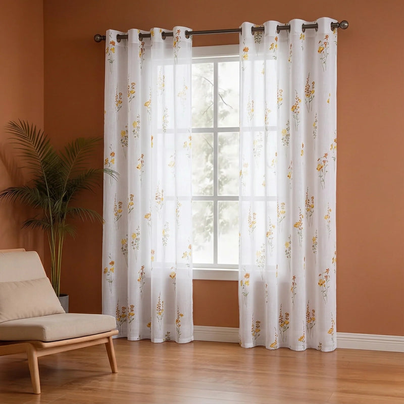 Premium Printed Sheer Curtain & Quilted Sofa Cover Combo Set-2