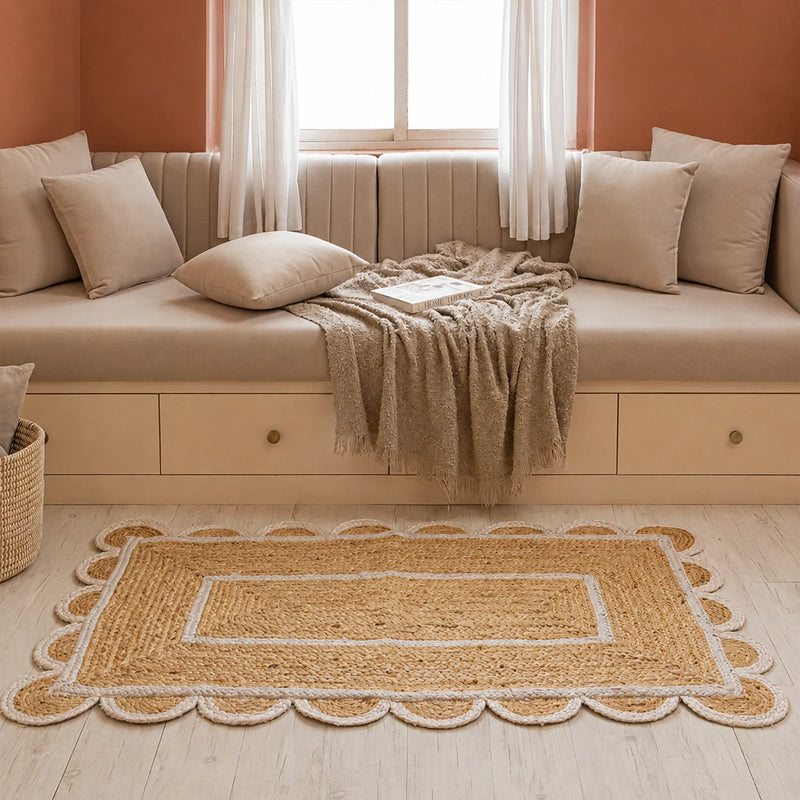 Scalloped Border Jute Area Rug - Rectangular-7