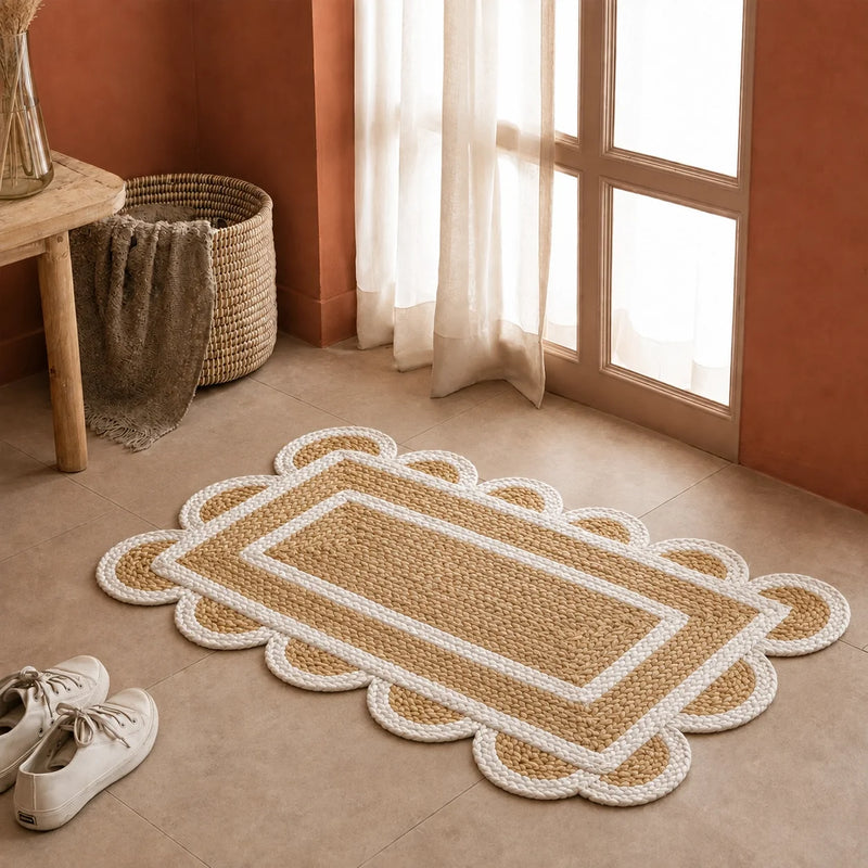 Scalloped Border Jute Area Rug - Rectangular-2