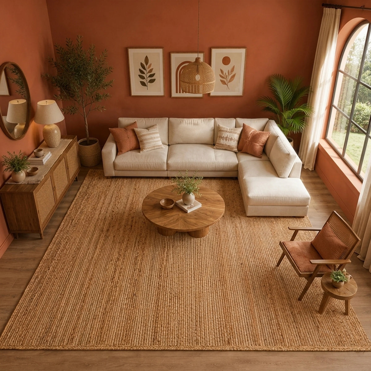 Solid Braided Jute Area Rug - Rectangular-8