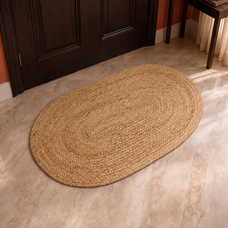 Solid Braided Jute Area Rug - Oval-8