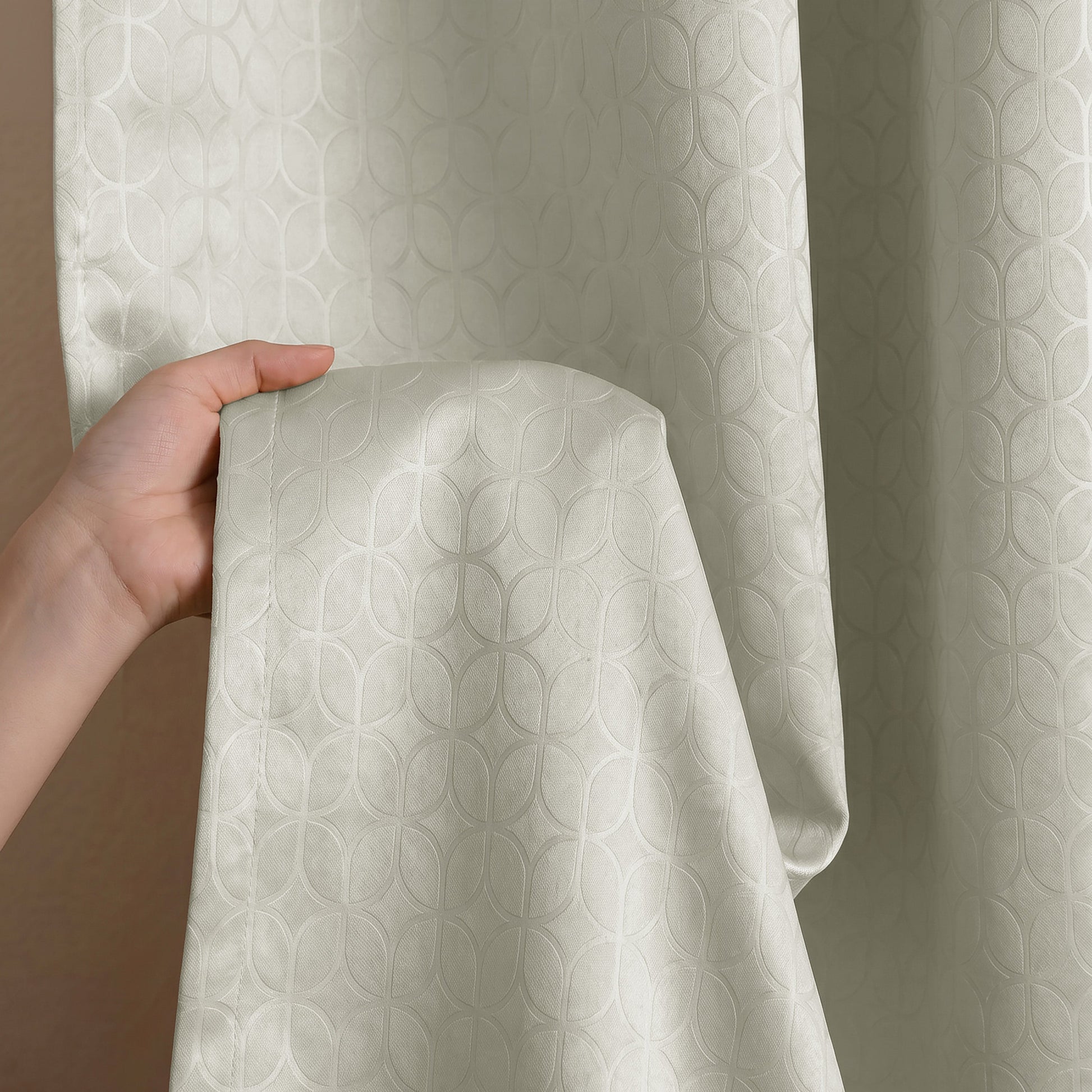 Off White Rod Pocket Solid Curtain-2