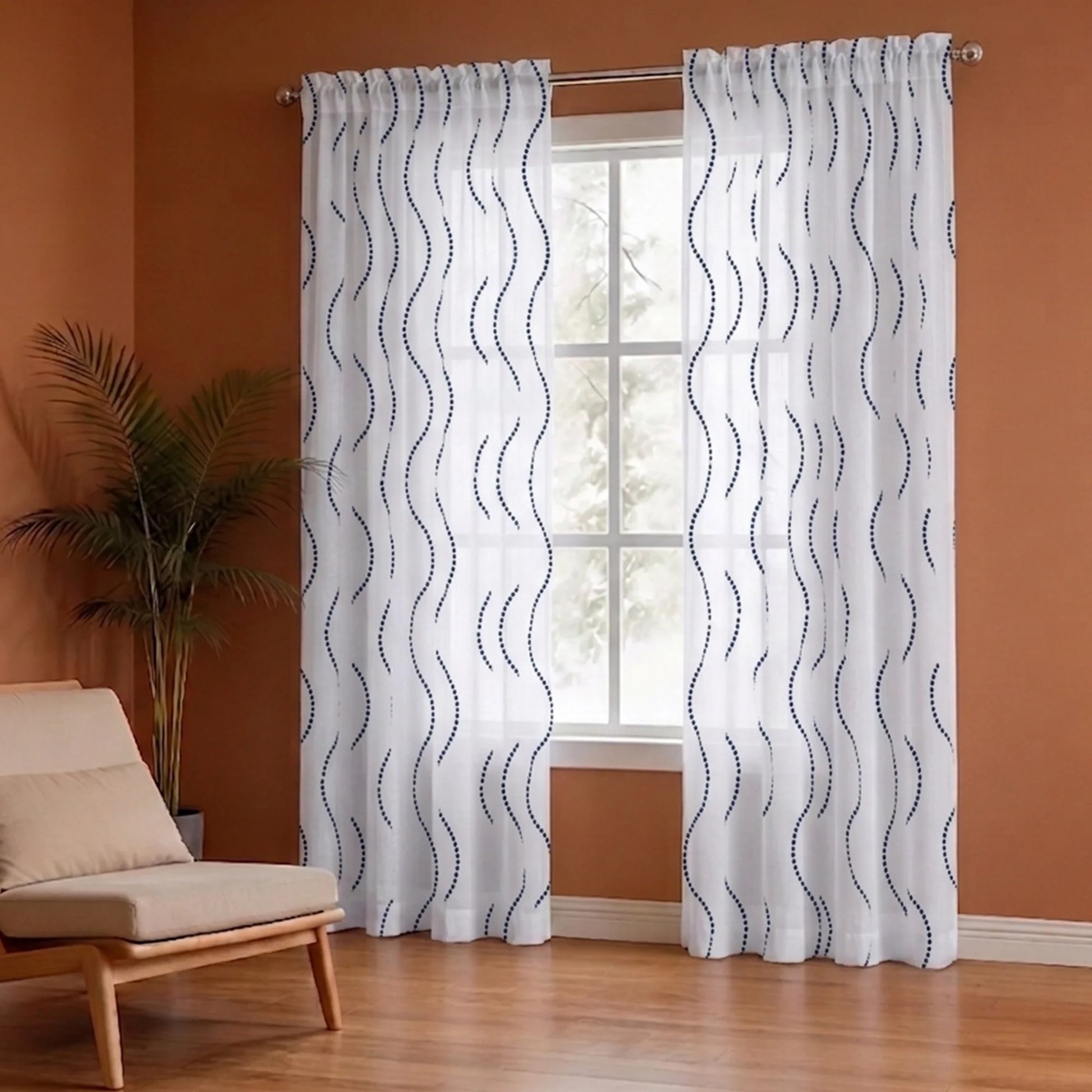 Imprimer Wavy Rhythm - Sheer Curtain Rod Pocket-4