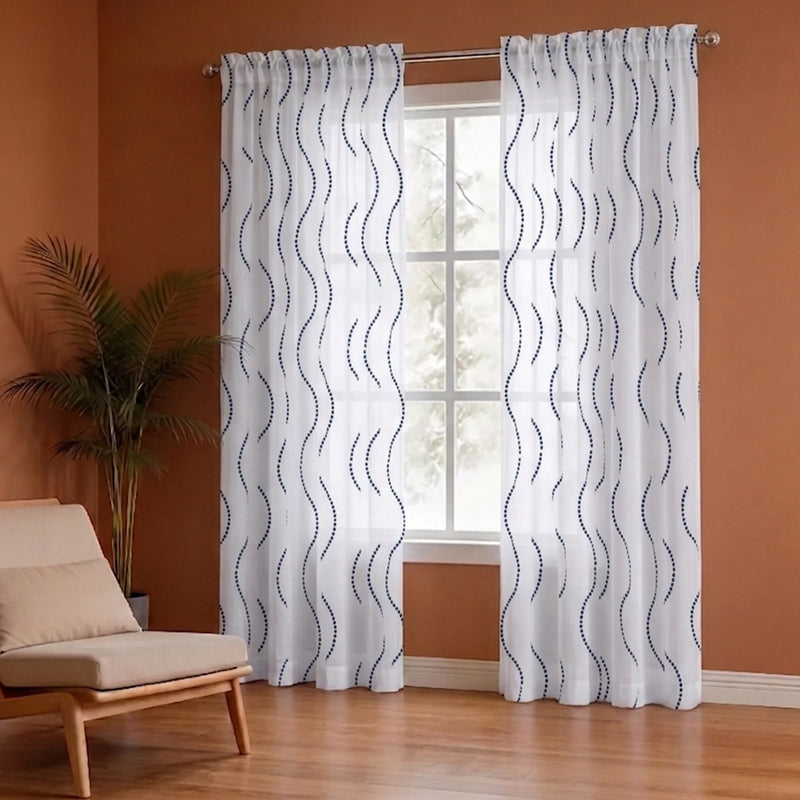 Imprimer Wavy Rhythm - Sheer Curtain Rod Pocket-4