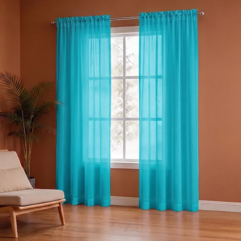 Fort Absolute - Rod Pocket Blue Sheer Curtain-5