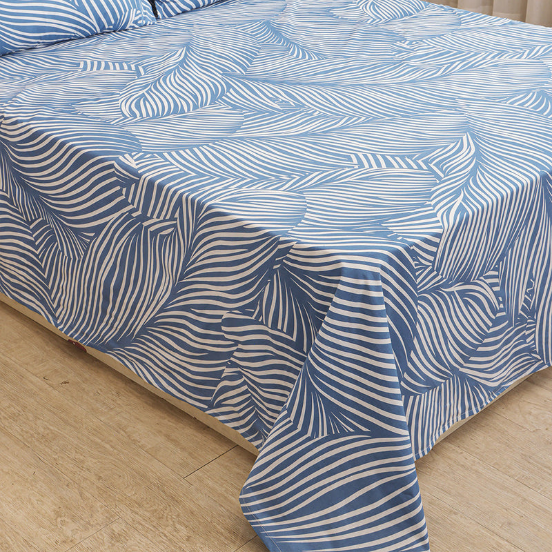 Blue Feather - Bedsheet (Blue & White)-2