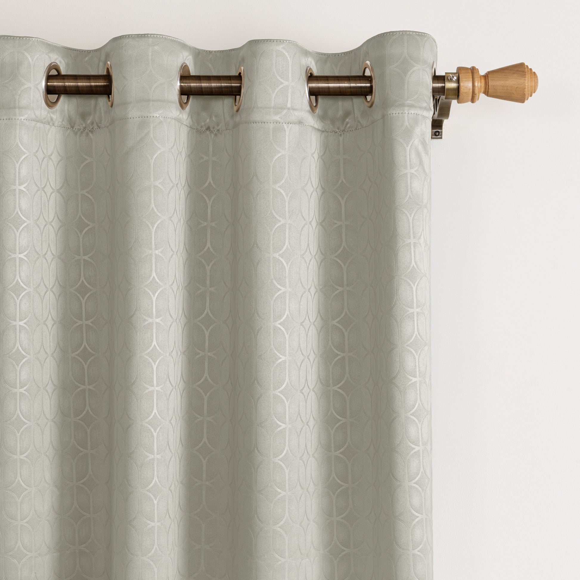 Off White Solid Eyelet Curtain-2