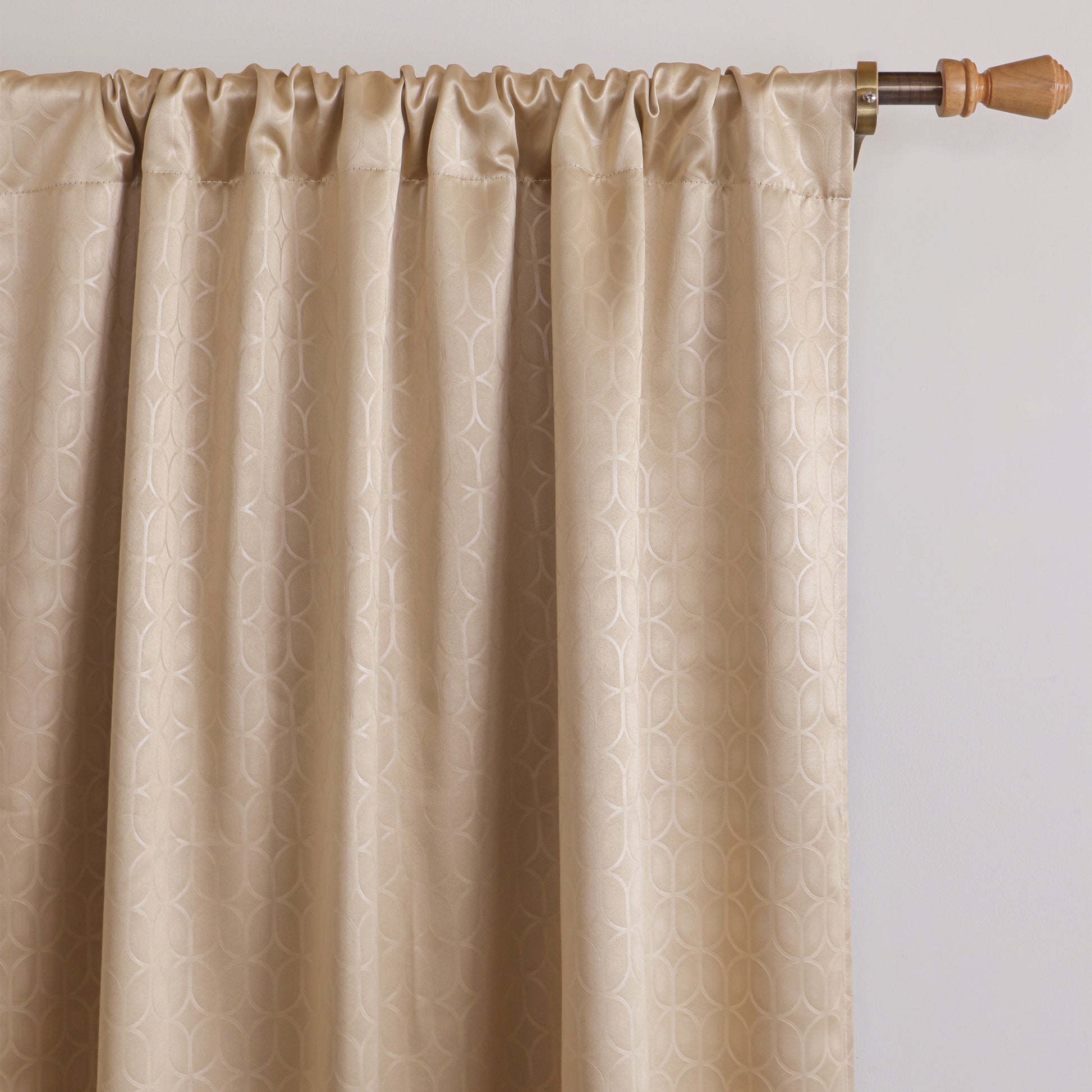 Beige Rod Pocket Solid Curtain-2