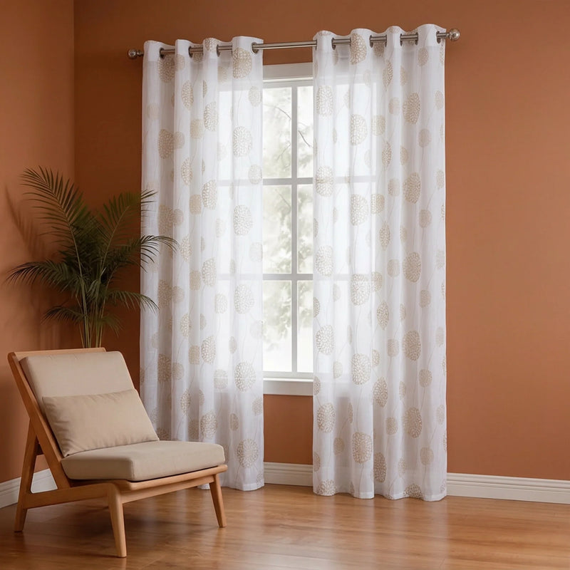 Imprimer Gold Dandelions - Eyelet Printed Sheer Curtain-5