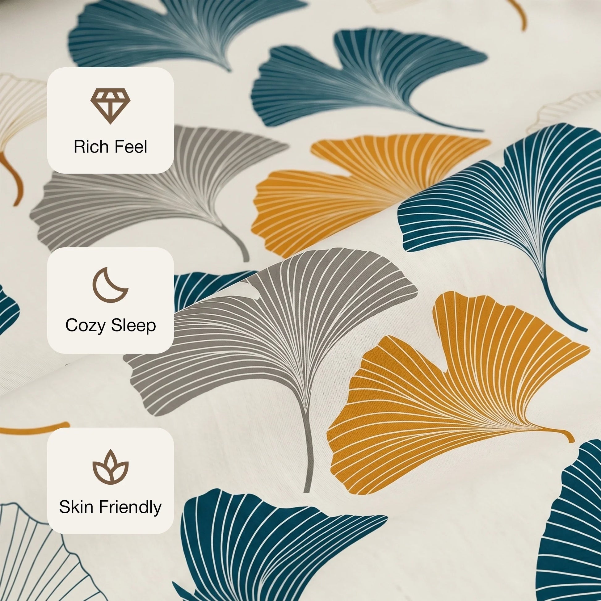 Imprimer Ginkyo - Floral Printed Bedsheet (Mustard & Grey)-2