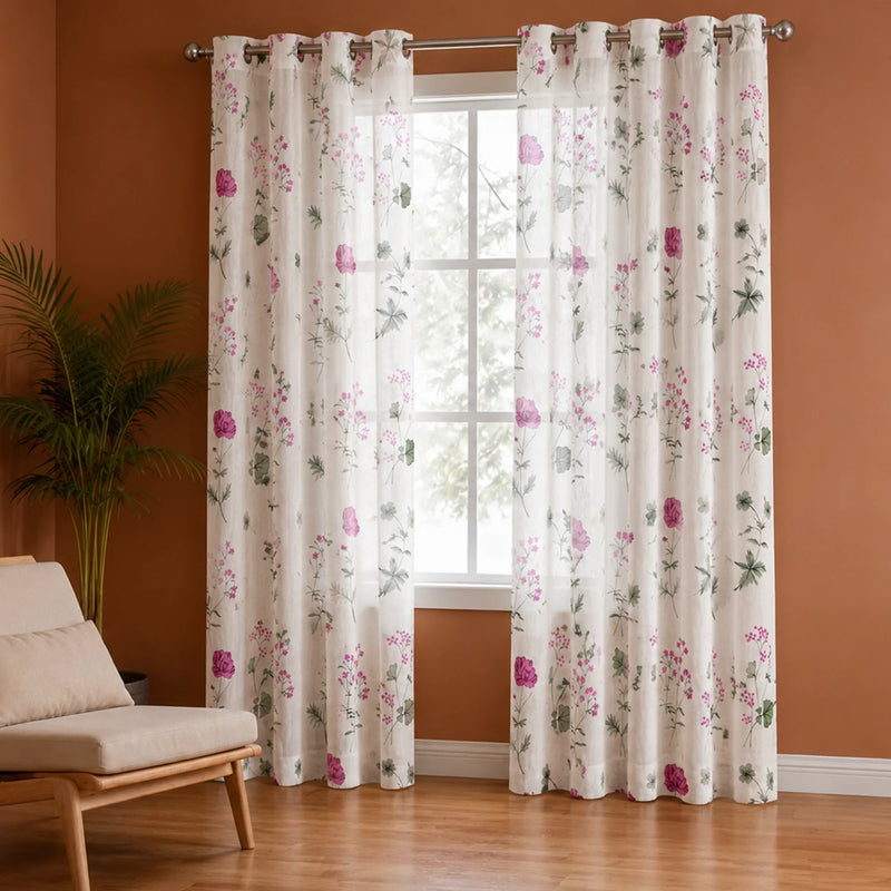 Imprimer Rosachic - Floral Printed Sheer Eyelet Curtain-5