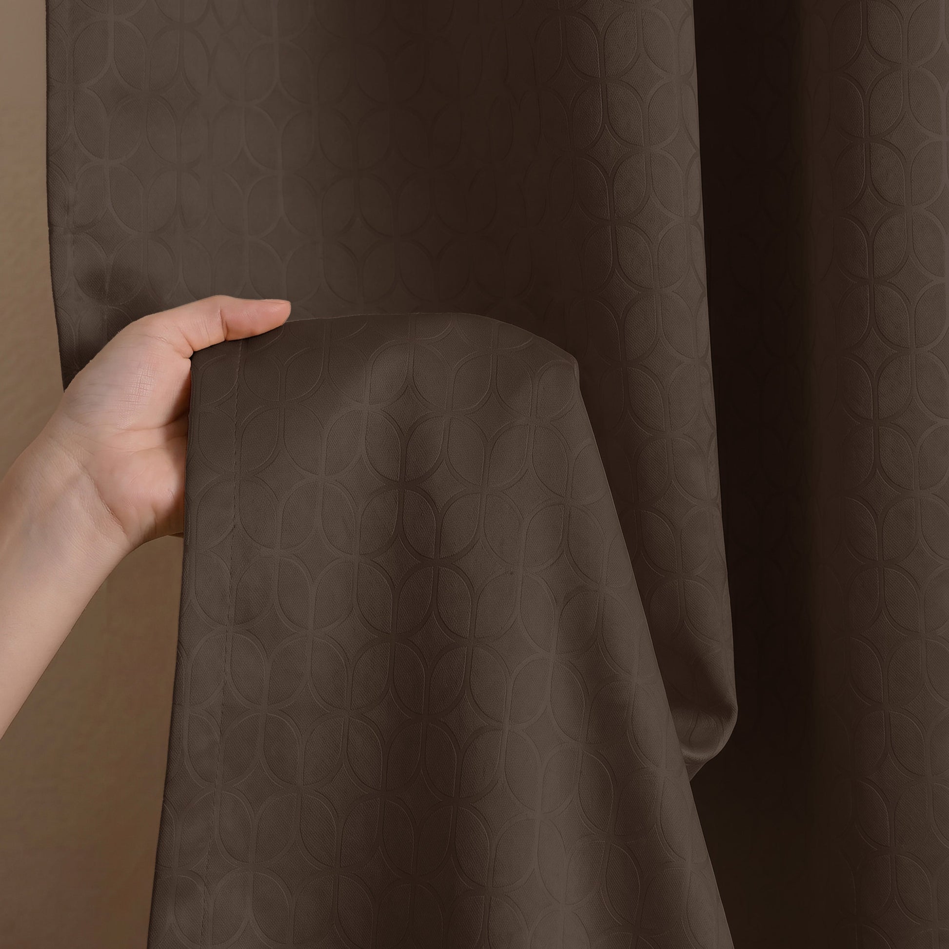 Brown Rod Pocket Solid Curtain-2