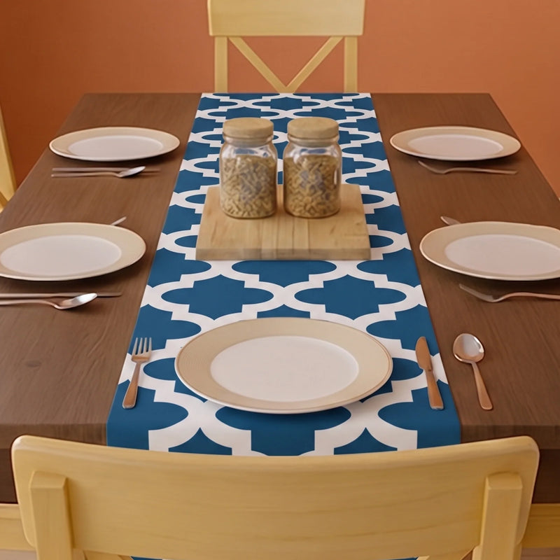 Imprimer Quatrefoil - Printed Table Runner (Blue)-2