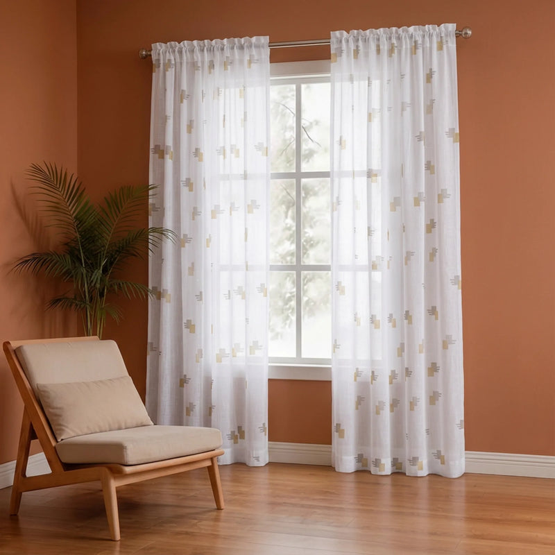 Imprimer Modern Mosaic - Sheer Curtain Rod Pocket-5