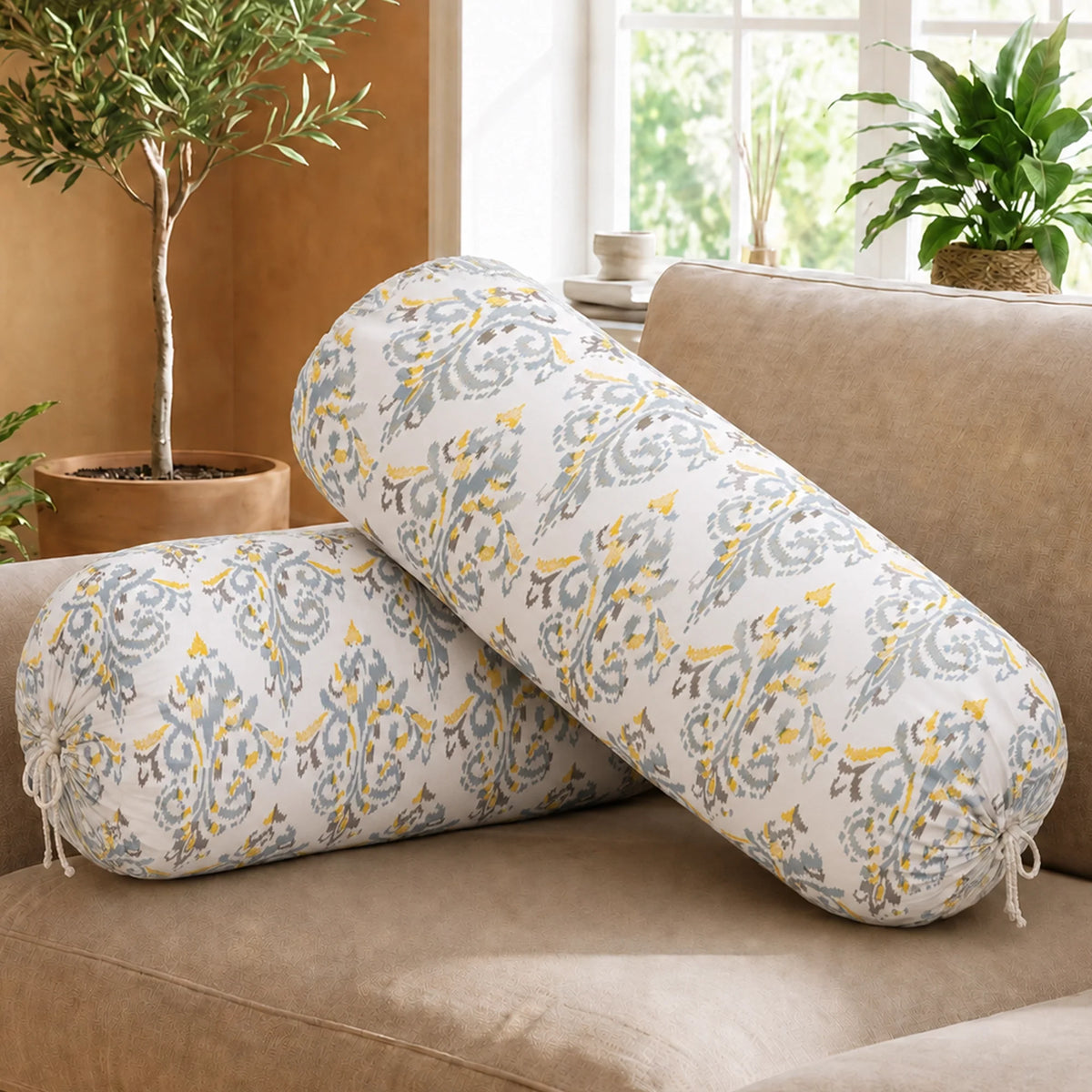 Imprimer Ikat - Printed Bolster Cover (Yellow)
