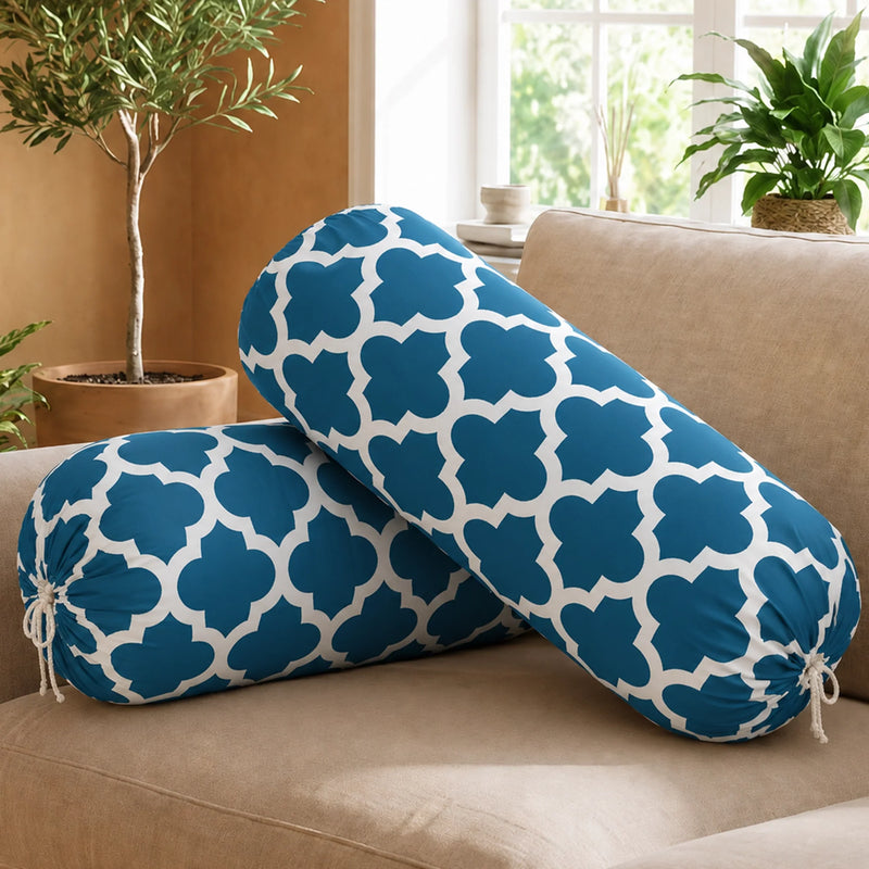 Imprimer Quatrefoil - Printed Bolster Cover (Blue)-1
