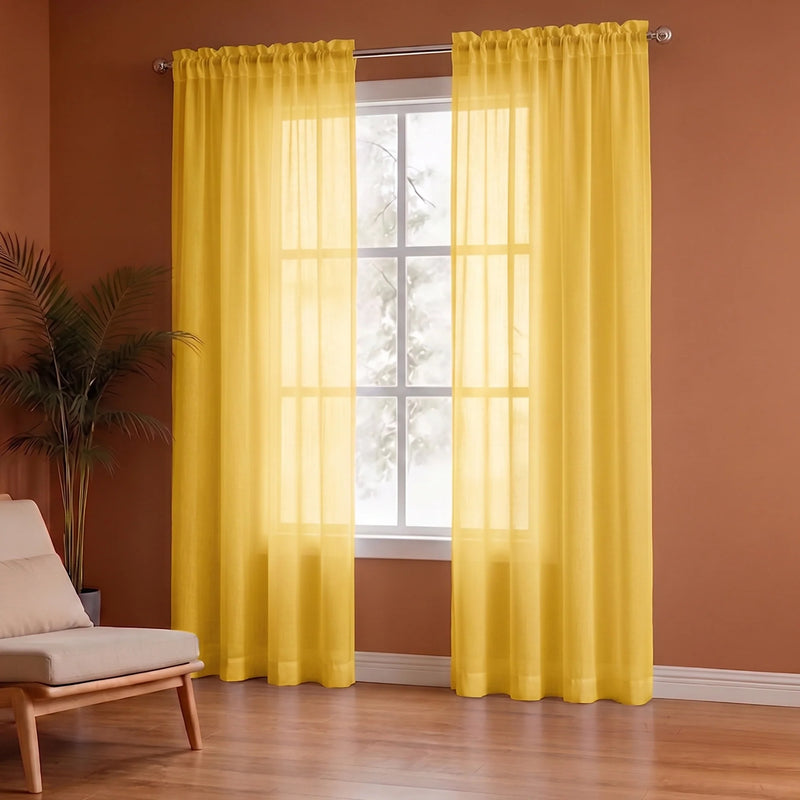 Fort Absolute - Rod Pocket Yellow Sheer Curtain-5