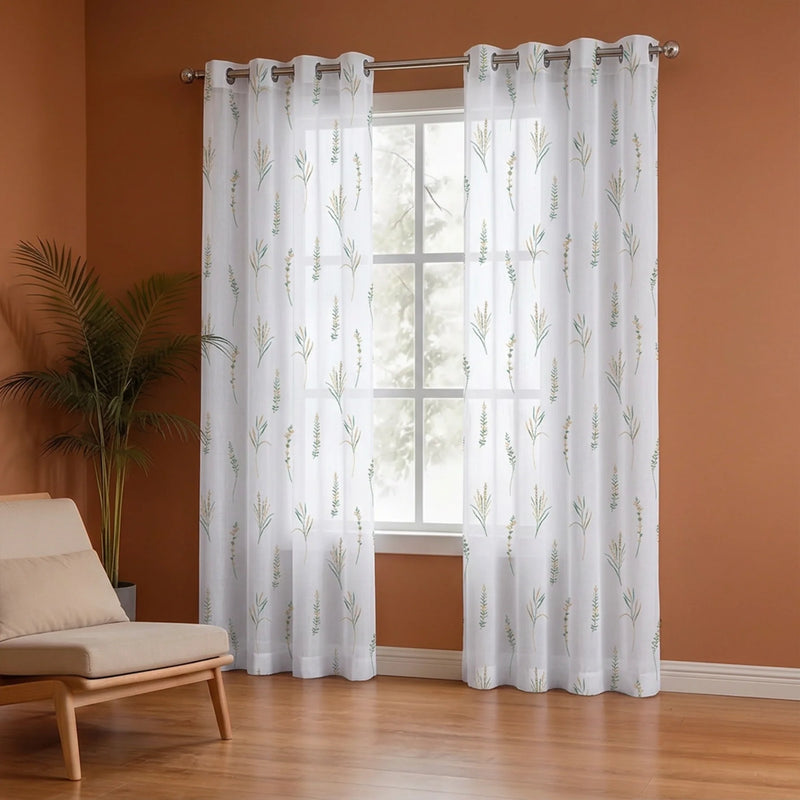 Imprimer Leafscape - Printed Eyelet Sheer Curtain-5