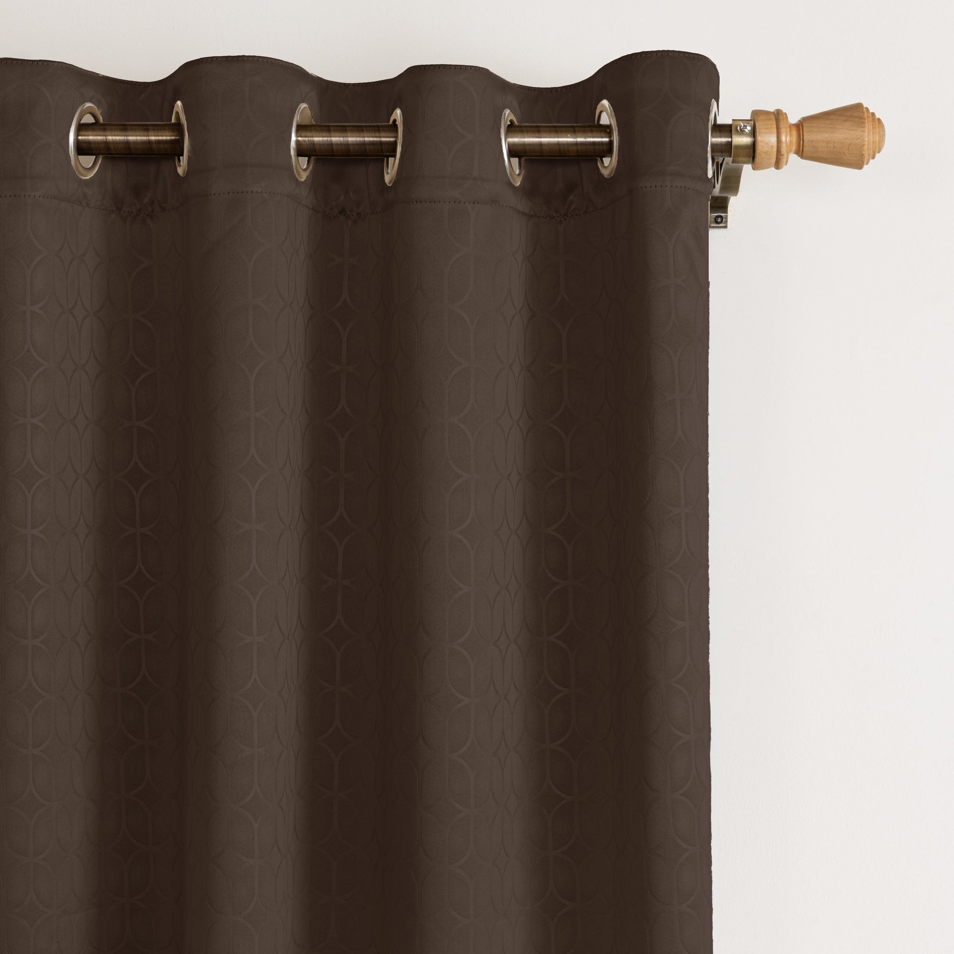 Brown Embossed Blackout Curtain (Elara - Eyelets)