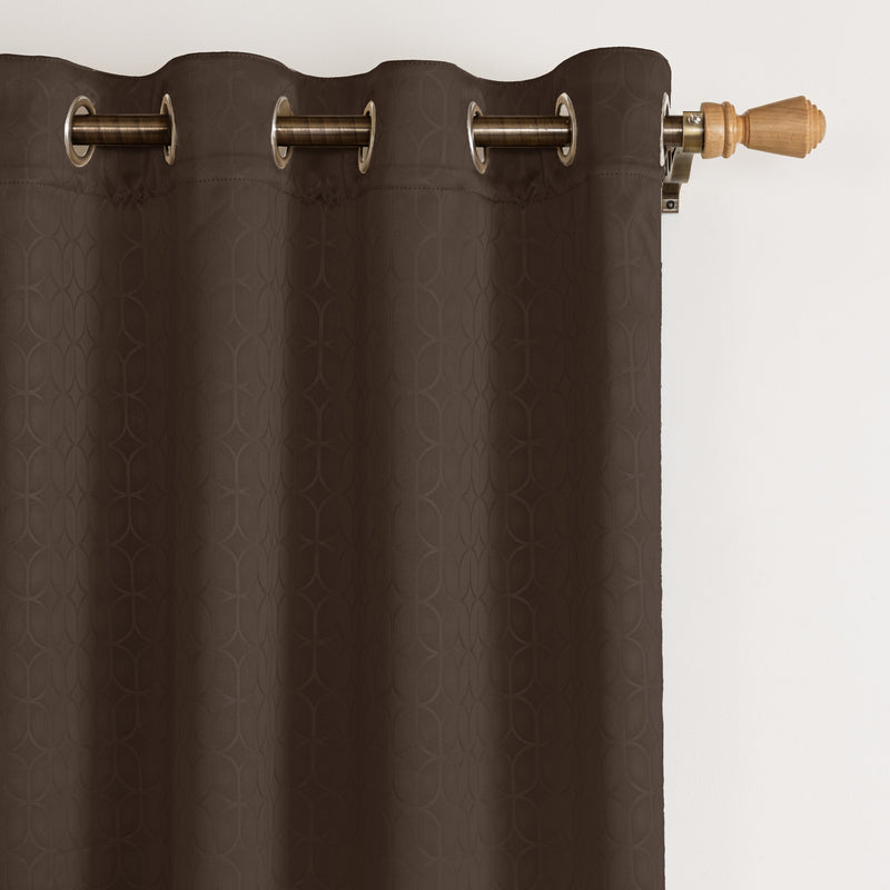 Brown Solid Eyelet Curtain-2