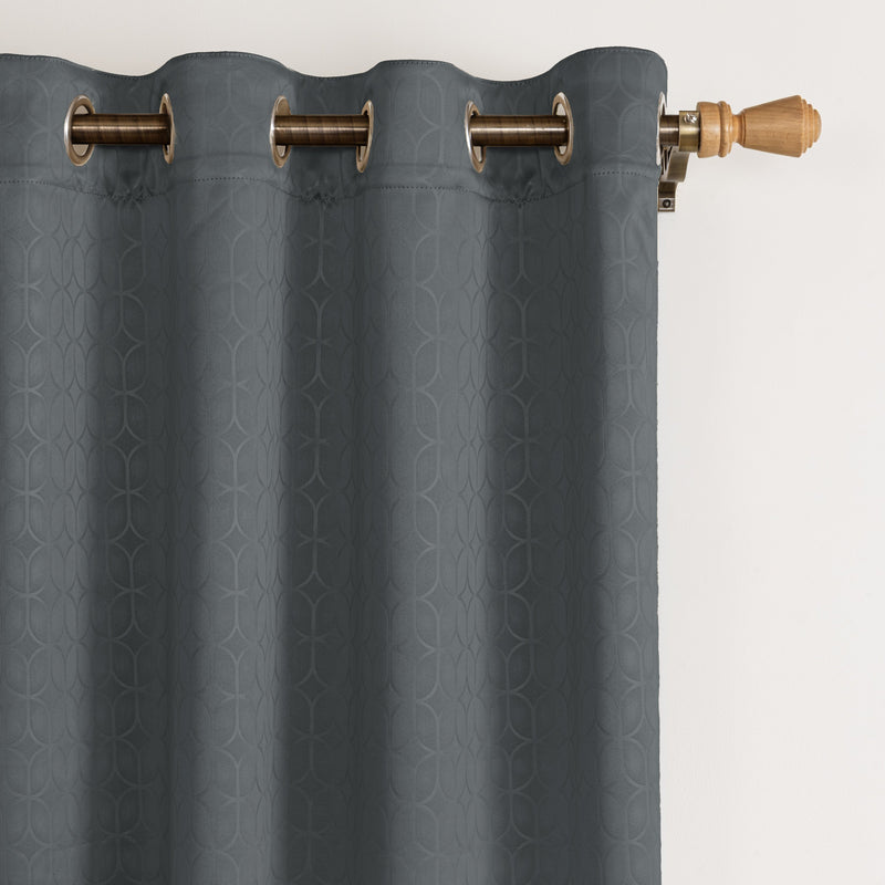 Grey Solid Eyelet Curtain-2