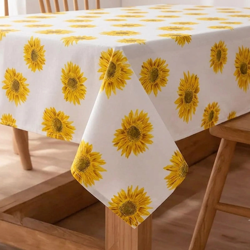 Cotton Sun Flower Print Dining Table Cover (Multicolor)-4