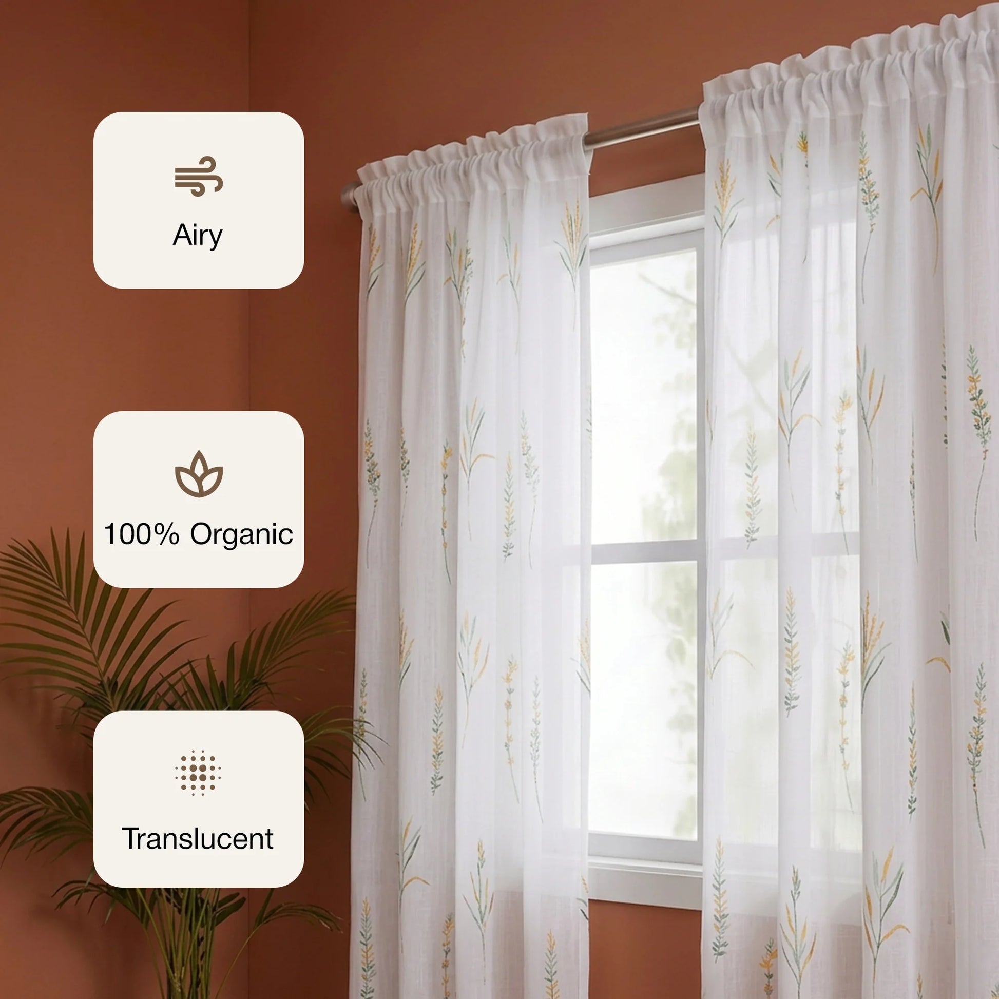 Imprimer Leafscape - Printed Rod Pocket Sheer Curtain-2