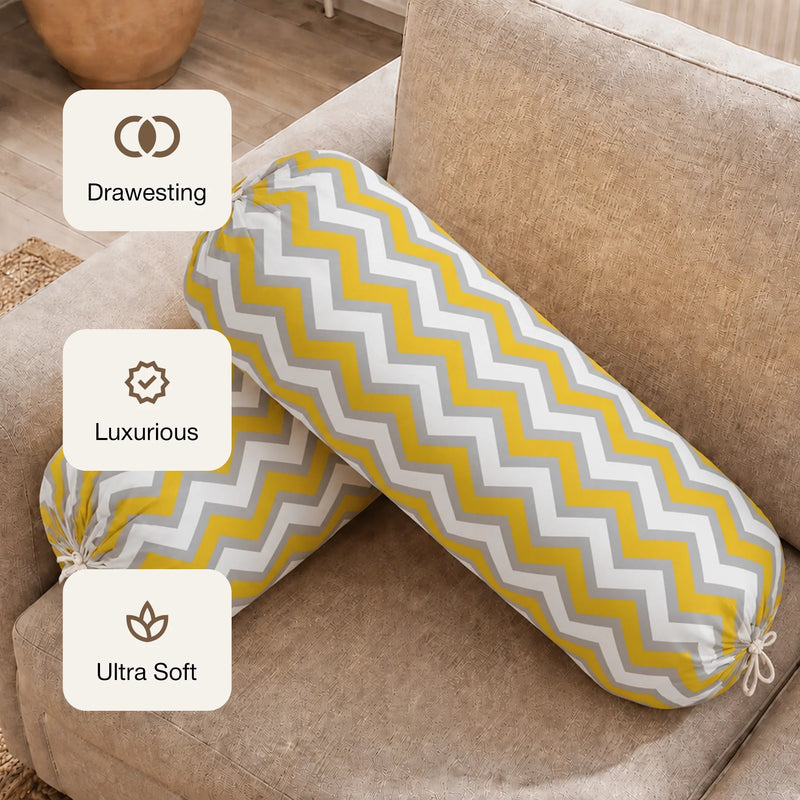 Imprimer Chevron - Printed Bolster Cover (Yellow)-2