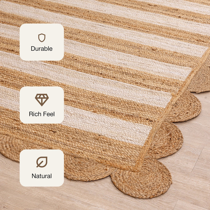 Scalloped Stripe Jute Area Rug - Rectangular-28