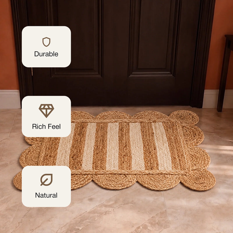 Scalloped Stripe Jute Area Rug - Rectangular-3