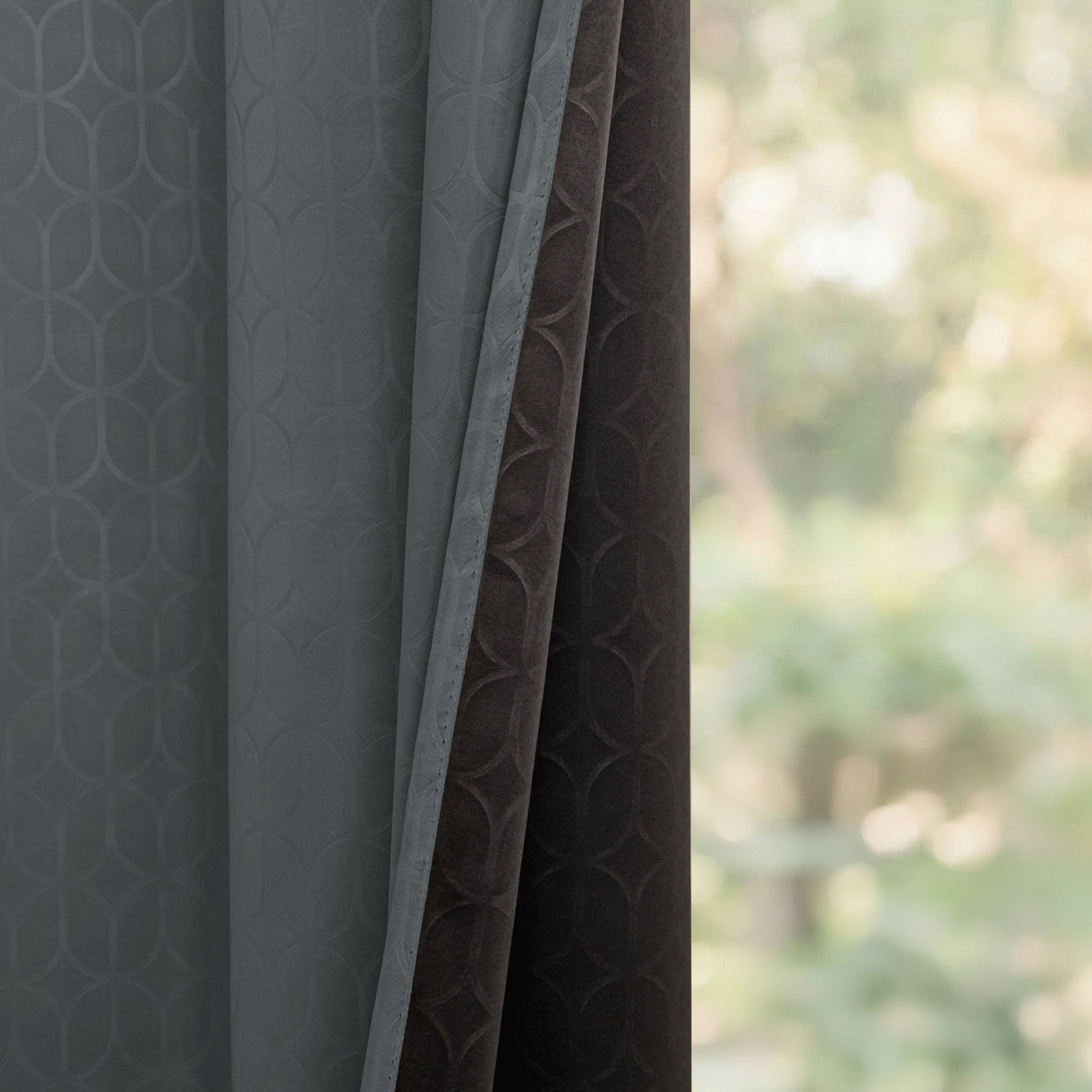 Grey Solid Eyelet Curtain-3