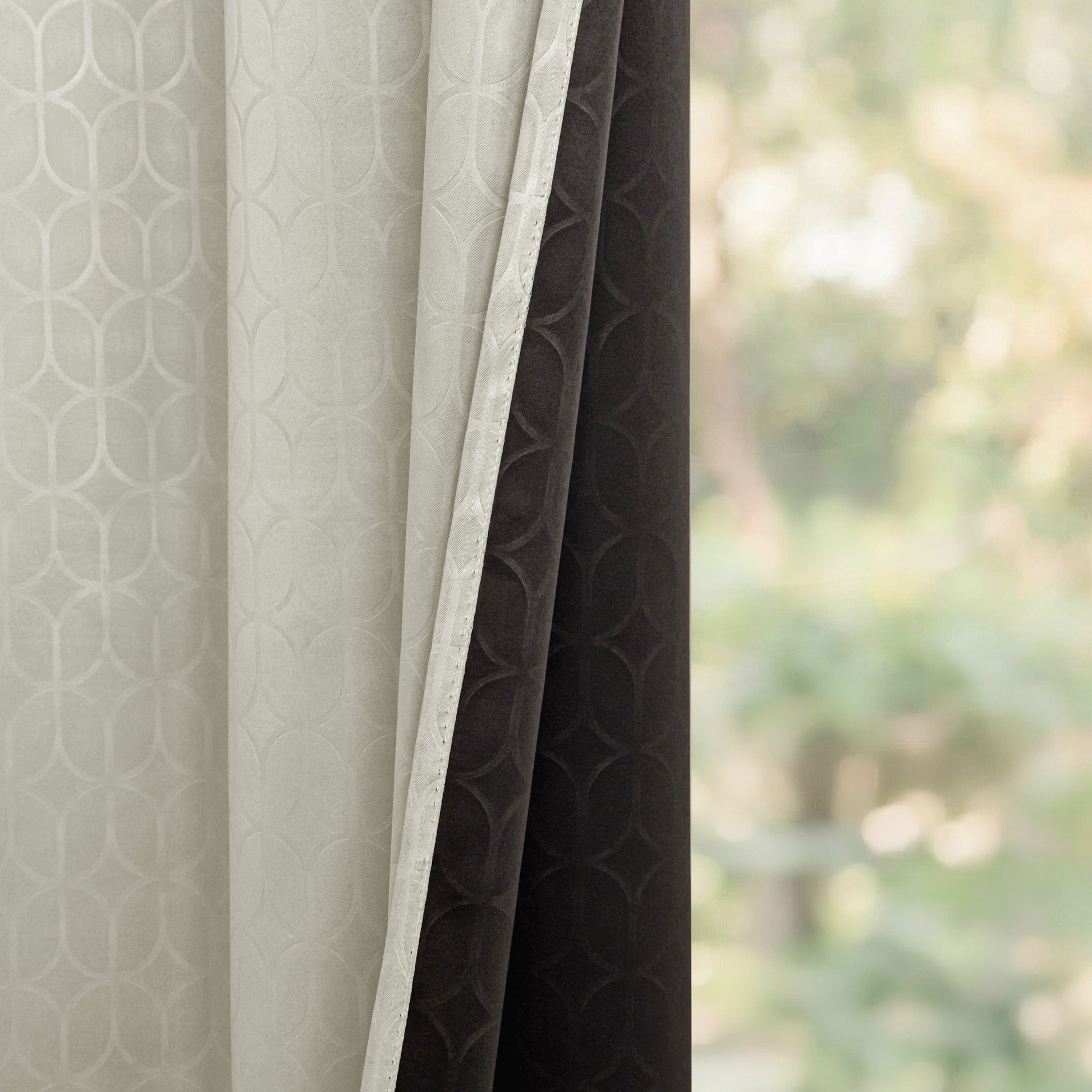 Off White Solid Eyelet Curtain-3