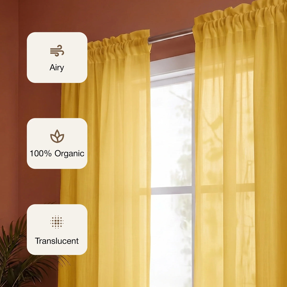 Fort Absolute - Rod Pocket Yellow Sheer Curtain