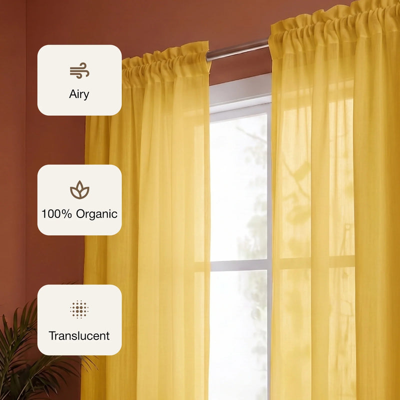 Fort Absolute - Rod Pocket Yellow Sheer Curtain-2