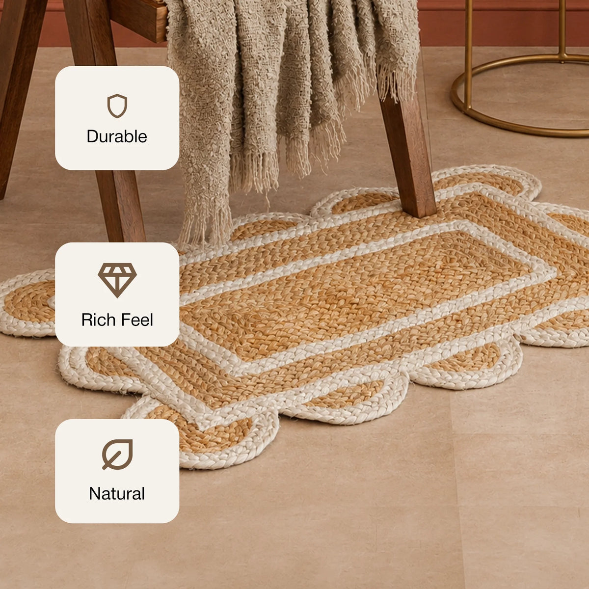 Scalloped Border Jute Area Rug - Rectangular-3