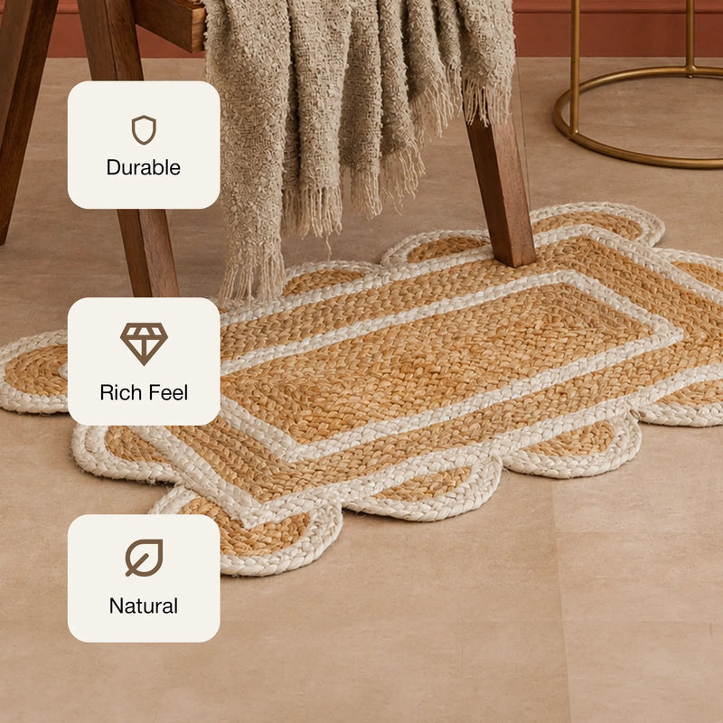 Scalloped Border Jute Area Rug - Rectangular-3