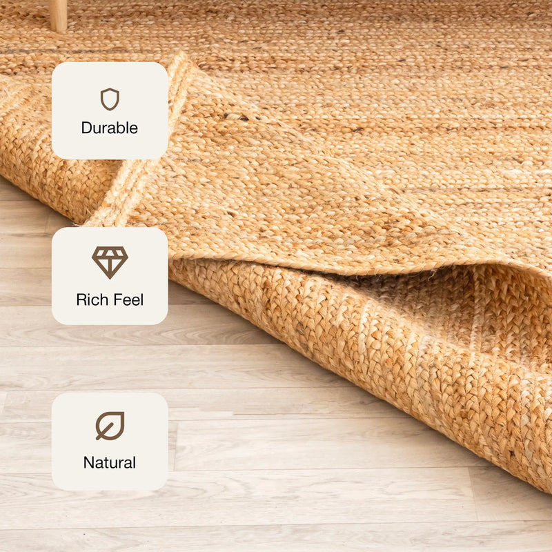 Solid Braided Jute Area Rug - Rectangular-3