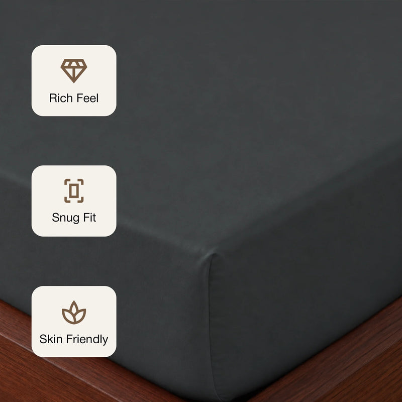 Fort Sublime - Solid Fitted Bedsheet (Dark Grey)-3