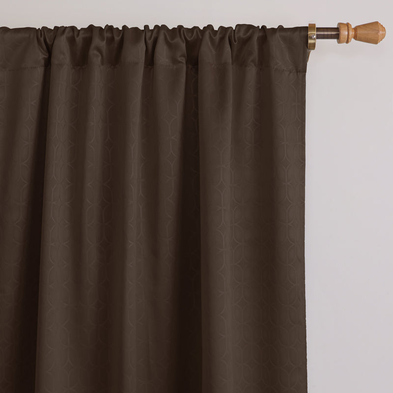 Brown Rod Pocket Solid Curtain-3