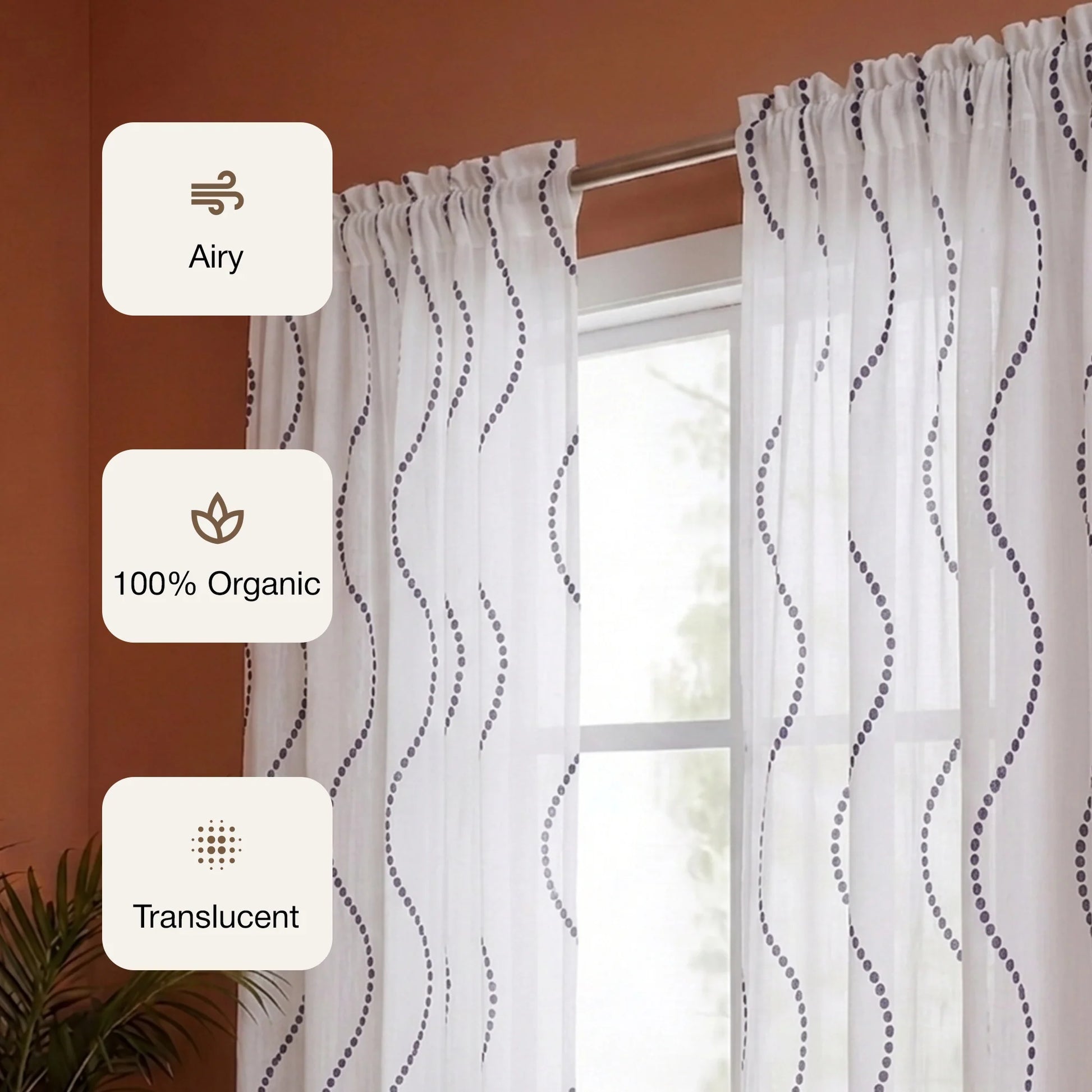 Imprimer Wavy Rhythm - Sheer Curtain Rod Pocket-3