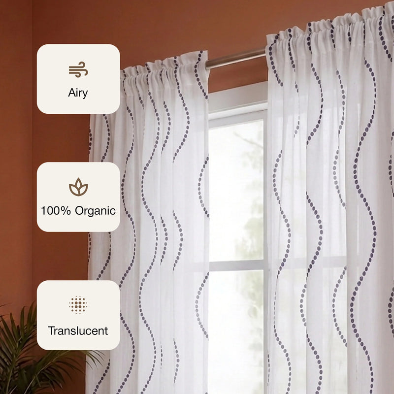 Imprimer Wavy Rhythm - Sheer Curtain Rod Pocket-3