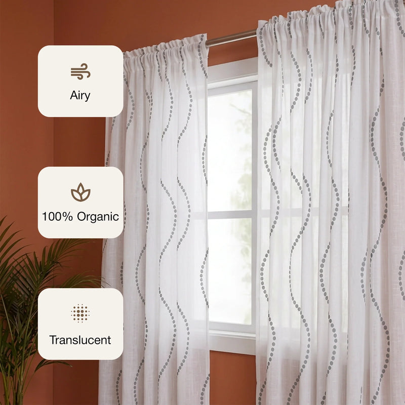 Imprimer Wavy Rhythm - Sheer Curtain Rod Pocket-3
