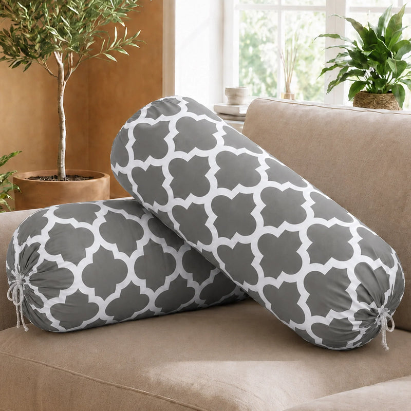 Imprimer Quatrefoil - Printed Bolster Cover (Grey)-1