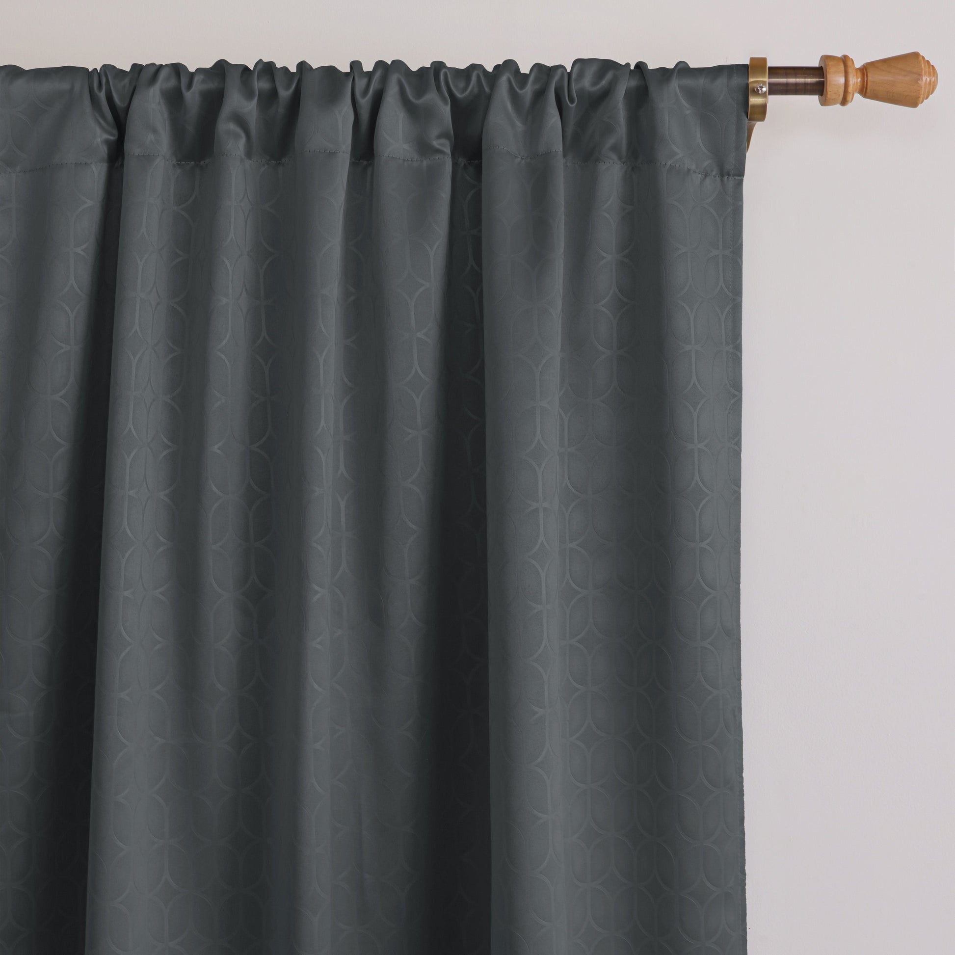 Grey Rod Pocket Solid Curtain-3