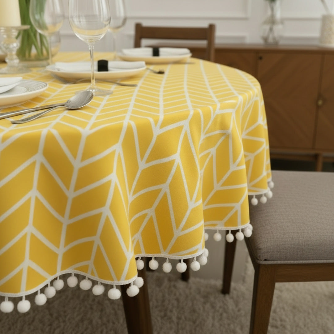 Cotton Quatrefoil Printed Dining Table Cover-5