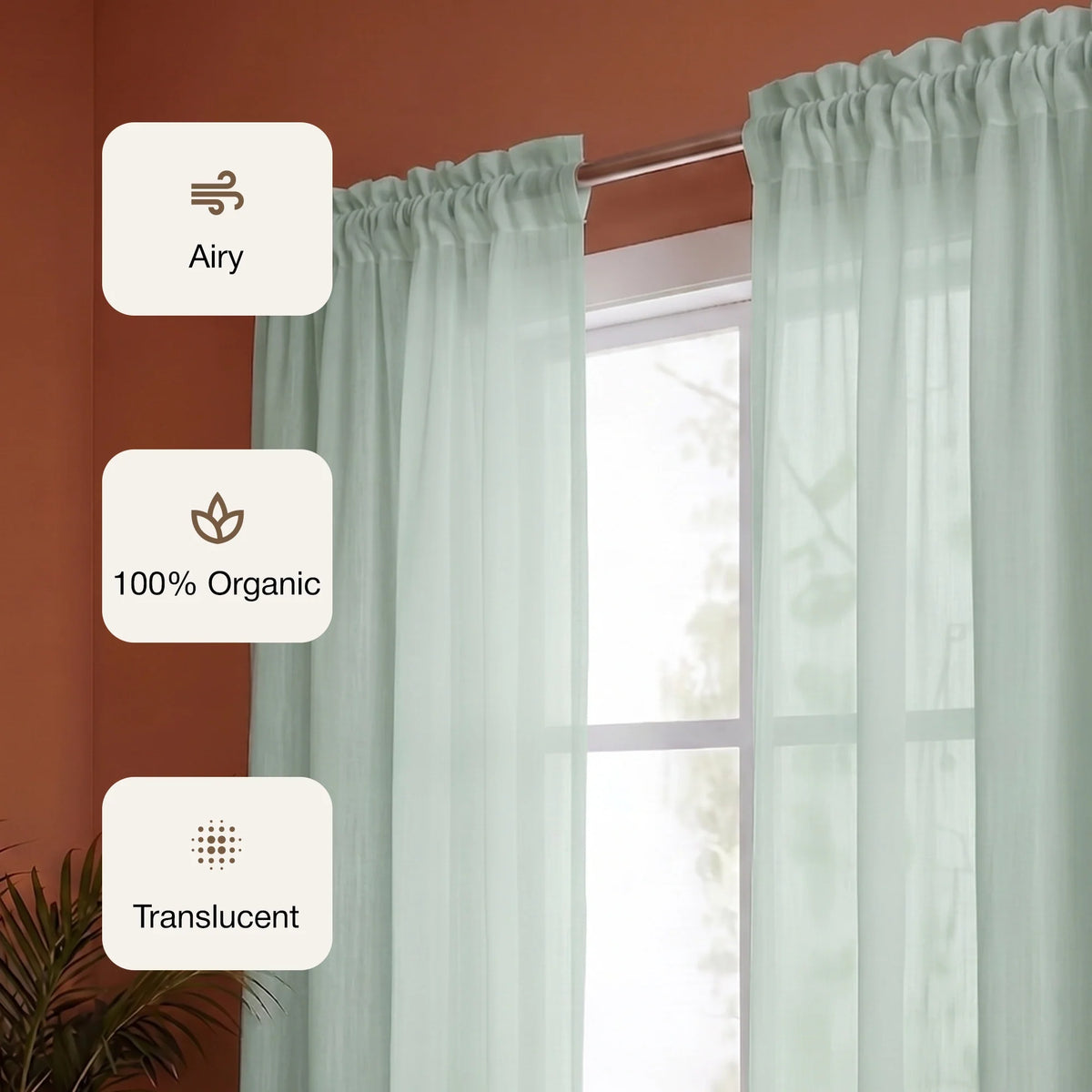Fort Absolute - Silver Grey Rod Pocket Sheer Curtain