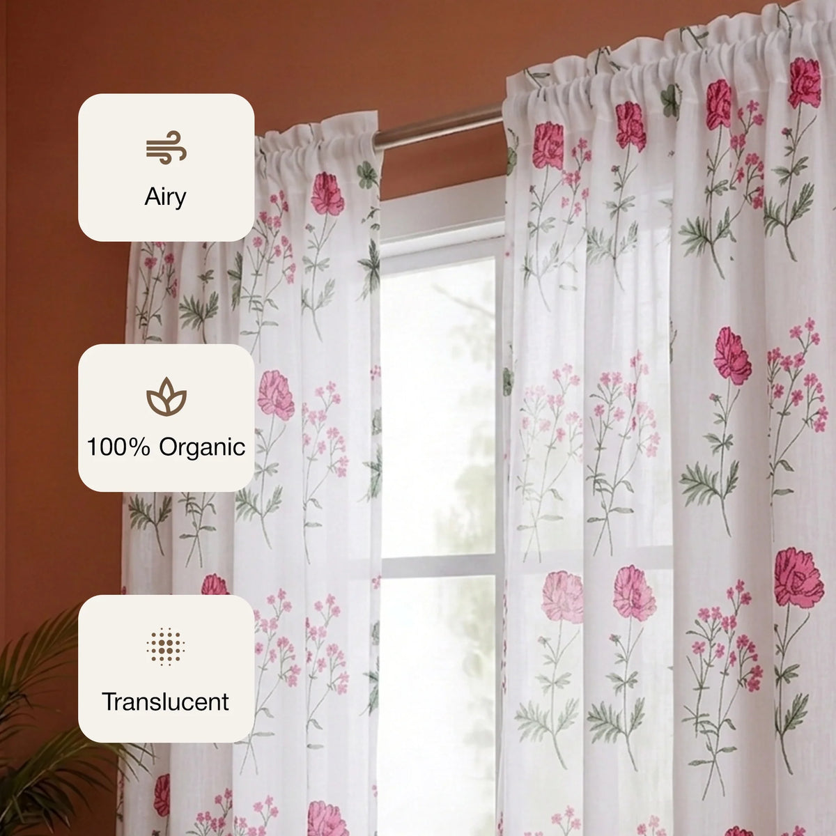 Imprimer Rosachic - Printed Sheer Curtain (Multicolor)